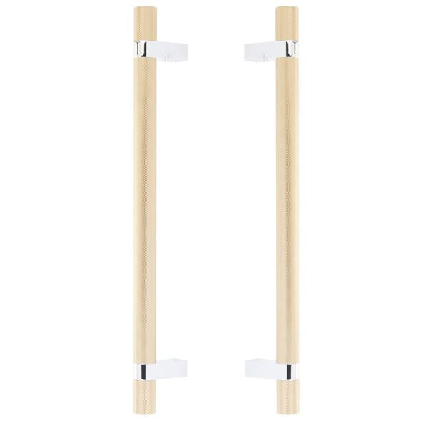 Emtek - Back to Back, Select Bar Appliance Pull 12 Inch C-C, Rectangular Bar Stem, Knurled Bar