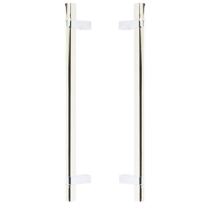 Emtek - Glass Shower Door Back to Back, Select Bar Appliance Pull 12 Inch C-C, Rectangular Bar Stem, Smooth Bar