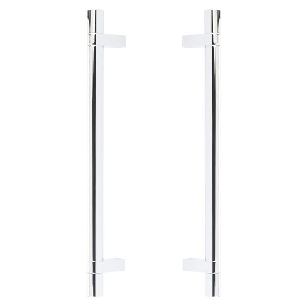 Emtek - Glass Shower Door Back to Back, Select Bar Appliance Pull 12 Inch C-C, Rectangular Bar Stem, Smooth Bar