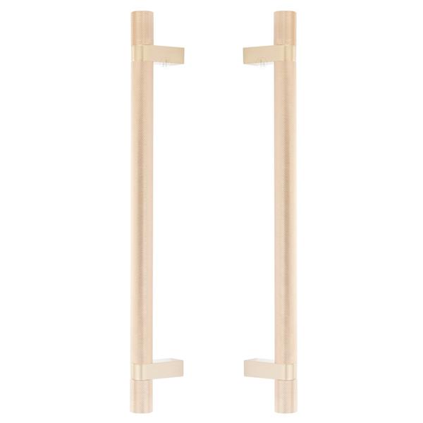 Emtek - Back to Back, Select Bar Appliance Pull 12 Inch C-C, Rectangular Bar Stem, Knurled Bar