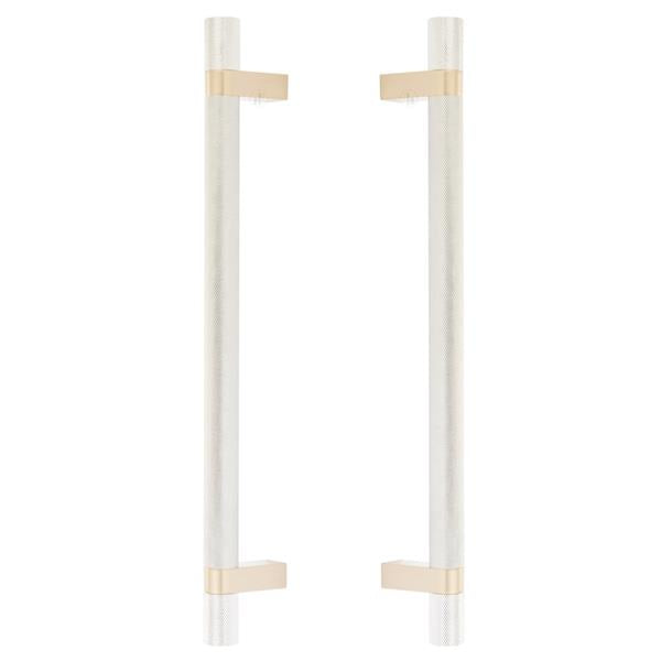 Emtek - Glass Shower Door Back to Back, Select Bar Appliance Pull 12 Inch C-C, Rectangular Bar Stem, Knurled Bar