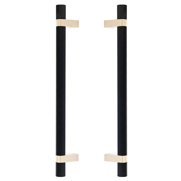 Emtek - Glass Shower Door Back to Back, Select Bar Appliance Pull 12 Inch C-C, Rectangular Bar Stem, Knurled Bar