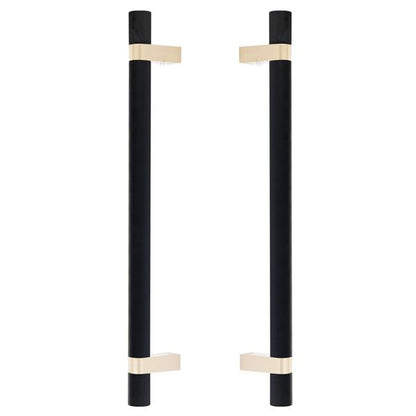 Emtek - Glass Shower Door Back to Back, Select Bar Appliance Pull 12 Inch C-C, Rectangular Bar Stem, Knurled Bar