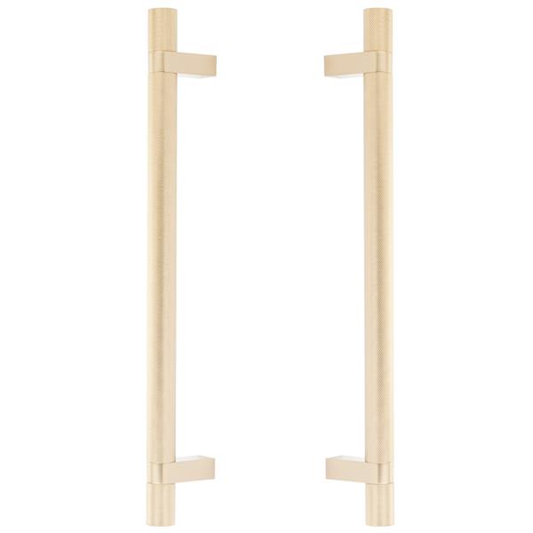 Emtek - Back to Back, Select Bar Appliance Pull 12 Inch C-C, Rectangular Bar Stem, Knurled Bar