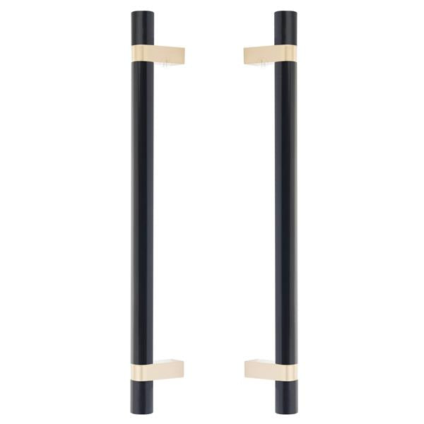 Emtek - Glass Shower Door Back to Back, Select Bar Appliance Pull 12 Inch C-C, Rectangular Bar Stem, Smooth Bar