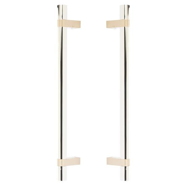 Emtek - Glass Shower Door Back to Back, Select Bar Appliance Pull 12 Inch C-C, Rectangular Bar Stem, Smooth Bar