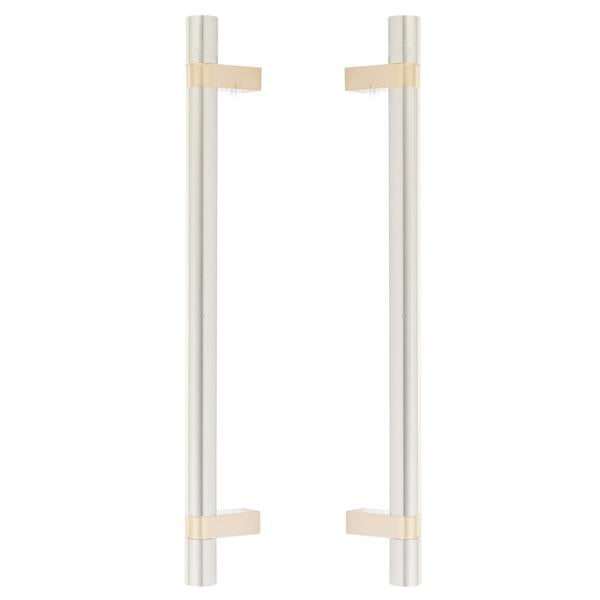 Emtek - Glass Shower Door Back to Back, Select Bar Appliance Pull 12 Inch C-C, Rectangular Bar Stem, Smooth Bar