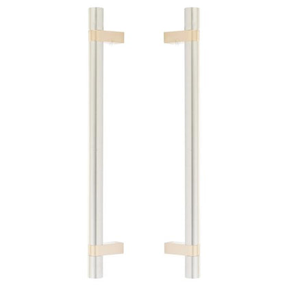 Emtek - Glass Shower Door Back to Back, Select Bar Appliance Pull 12 Inch C-C, Rectangular Bar Stem, Smooth Bar
