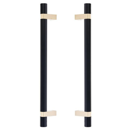 Emtek - Glass Shower Door Back to Back, Select Bar Appliance Pull 12 Inch C-C, Rectangular Bar Stem, Smooth Bar