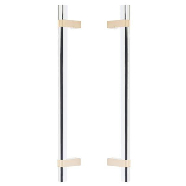 Emtek - Glass Shower Door Back to Back, Select Bar Appliance Pull 12 Inch C-C, Rectangular Bar Stem, Smooth Bar