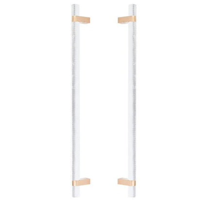 Emtek - Glass Shower Door Back to Back, Select Bar Appliance Pull 18 Inch C-C, Rectangular Bar Stem, Knurled Bar