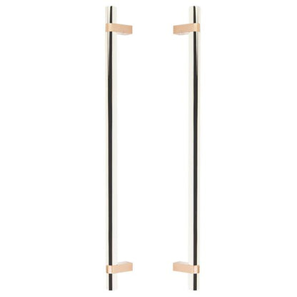 Emtek - Glass Shower Door Back to Back, Select Bar Appliance Pull 18 Inch C-C, Rectangular Bar Stem, Smooth Bar