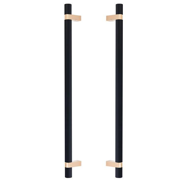 Emtek - Glass Shower Door Back to Back, Select Bar Appliance Pull 18 Inch C-C, Rectangular Bar Stem, Smooth Bar