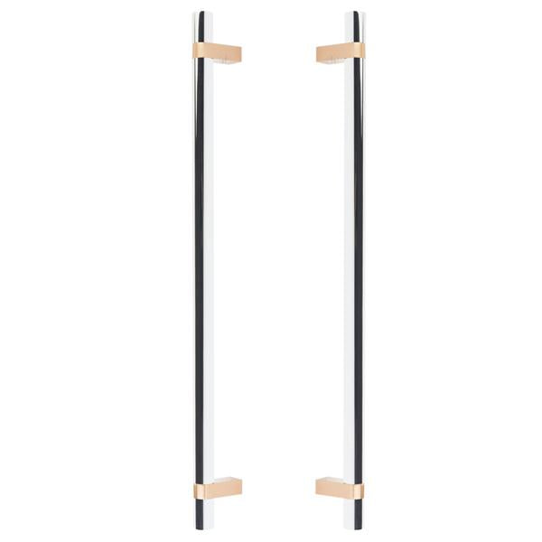Emtek - Glass Shower Door Back to Back, Select Bar Appliance Pull 18 Inch C-C, Rectangular Bar Stem, Smooth Bar