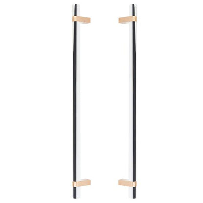 Emtek - Glass Shower Door Back to Back, Select Bar Appliance Pull 18 Inch C-C, Rectangular Bar Stem, Smooth Bar