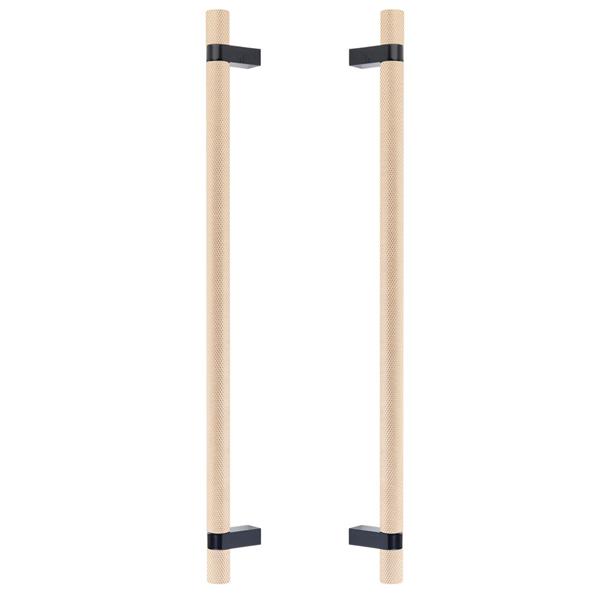 Emtek - Back to Back, Select Bar Appliance Pull 18 Inch C-C, Rectangular Bar Stem, Knurled Bar