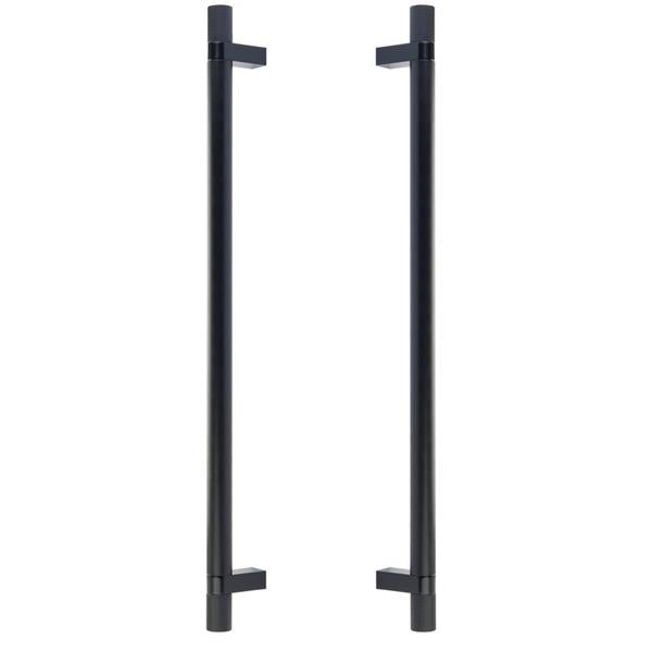 Emtek - Back to Back, Select Bar Appliance Pull 18 Inch C-C, Rectangular Bar Stem, Knurled Bar
