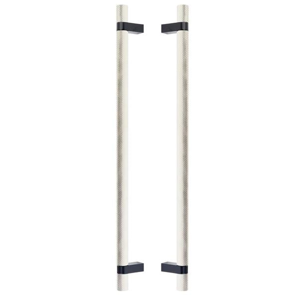 Emtek - Back to Back, Select Bar Appliance Pull 18 Inch C-C, Rectangular Bar Stem, Knurled Bar