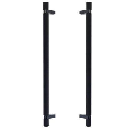 Emtek - Glass Shower Door Back to Back, Select Bar Appliance Pull 18 Inch C-C, Rectangular Bar Stem, Knurled Bar