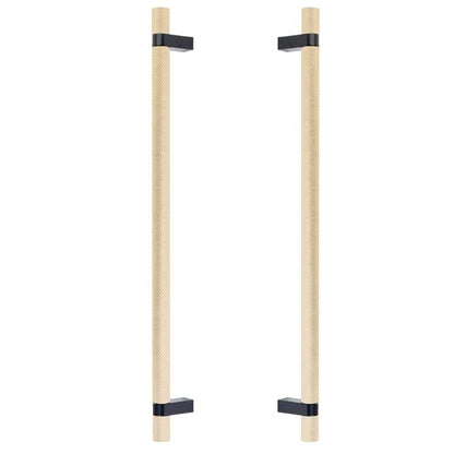 Emtek - Glass Shower Door Back to Back, Select Bar Appliance Pull 18 Inch C-C, Rectangular Bar Stem, Knurled Bar