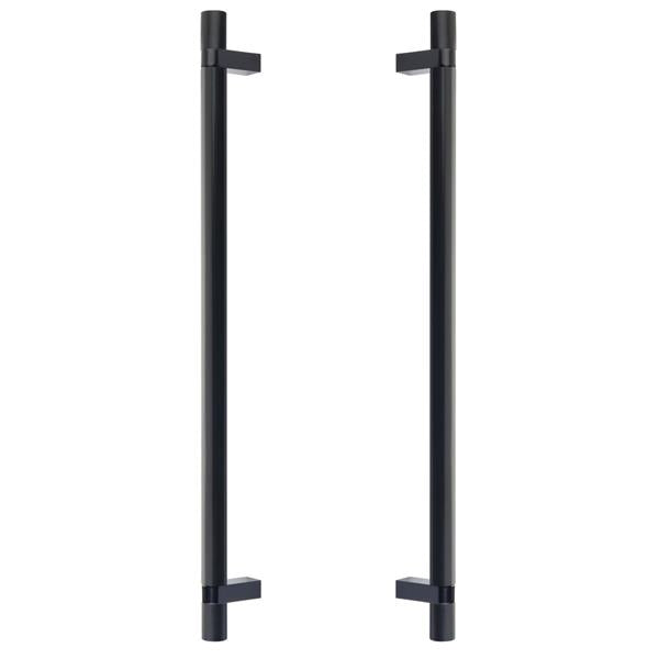 Emtek - Glass Shower Door Back to Back, Select Bar Appliance Pull 18 Inch C-C, Rectangular Bar Stem, Smooth Bar