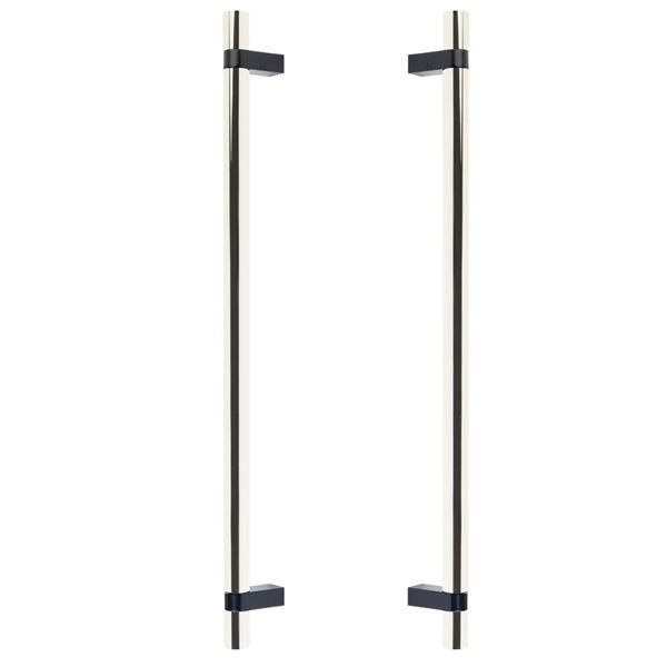 Emtek - Glass Shower Door Back to Back, Select Bar Appliance Pull 18 Inch C-C, Rectangular Bar Stem, Smooth Bar