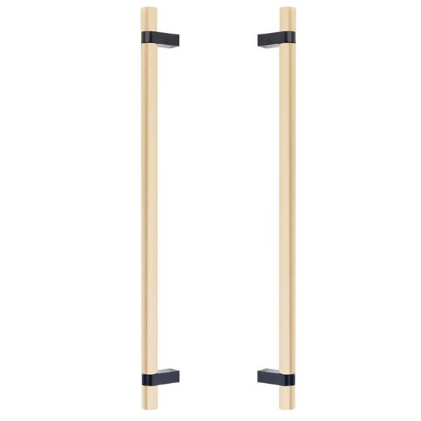 Emtek - Glass Shower Door Back to Back, Select Bar Appliance Pull 18 Inch C-C, Rectangular Bar Stem, Smooth Bar