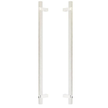 Emtek - Glass Shower Door Back to Back, Select Bar Appliance Pull 18 Inch C-C, Rectangular Bar Stem, Knurled Bar