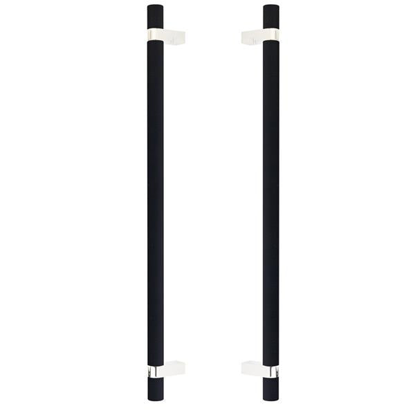 Emtek - Back to Back, Select Bar Appliance Pull 18 Inch C-C, Rectangular Bar Stem, Knurled Bar