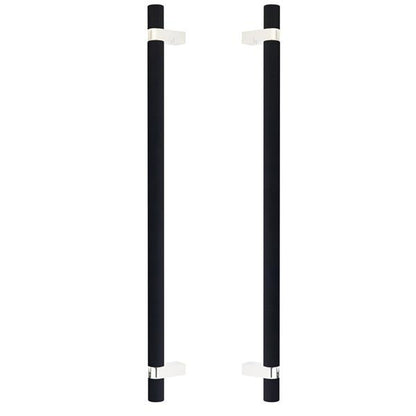 Emtek - Glass Shower Door Back to Back, Select Bar Appliance Pull 18 Inch C-C, Rectangular Bar Stem, Knurled Bar