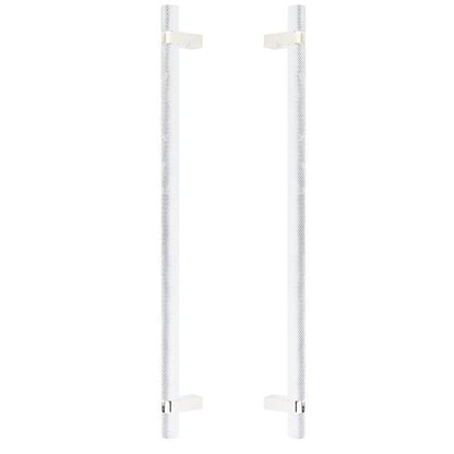 Emtek - Back to Back, Select Bar Appliance Pull 18 Inch C-C, Rectangular Bar Stem, Knurled Bar