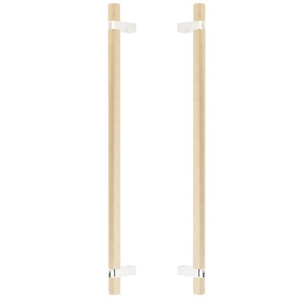 Emtek - Back to Back, Select Bar Appliance Pull 18 Inch C-C, Rectangular Bar Stem, Knurled Bar