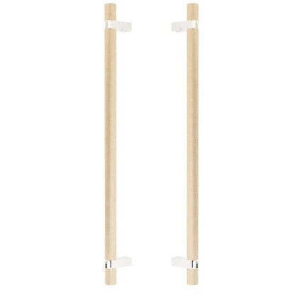 Emtek - Glass Shower Door Back to Back, Select Bar Appliance Pull 18 Inch C-C, Rectangular Bar Stem, Knurled Bar
