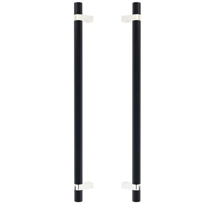 Emtek - Glass Shower Door Back to Back, Select Bar Appliance Pull 18 Inch C-C, Rectangular Bar Stem, Smooth Bar
