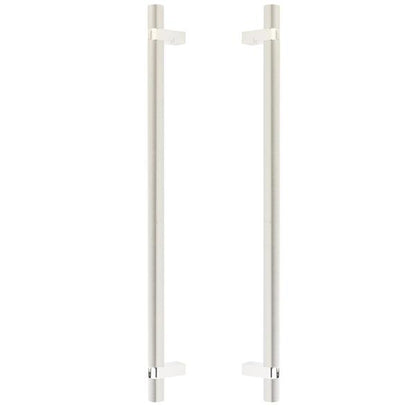 Emtek - Glass Shower Door Back to Back, Select Bar Appliance Pull 18 Inch C-C, Rectangular Bar Stem, Smooth Bar