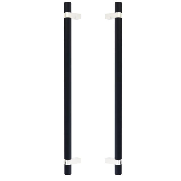 Emtek - Glass Shower Door Back to Back, Select Bar Appliance Pull 18 Inch C-C, Rectangular Bar Stem, Smooth Bar