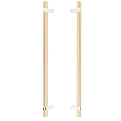 Emtek - Glass Shower Door Back to Back, Select Bar Appliance Pull 18 Inch C-C, Rectangular Bar Stem, Smooth Bar