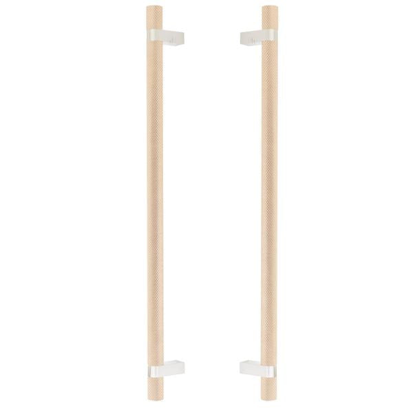 Emtek - Back to Back, Select Bar Appliance Pull 18 Inch C-C, Rectangular Bar Stem, Knurled Bar