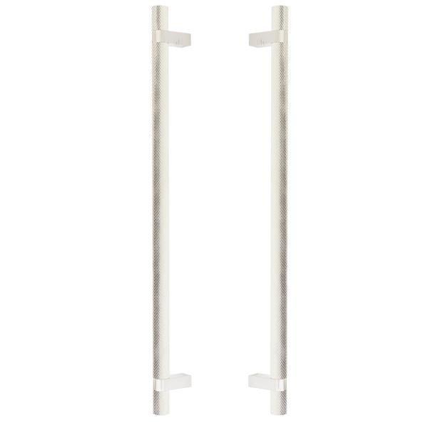 Emtek - Back to Back, Select Bar Appliance Pull 18 Inch C-C, Rectangular Bar Stem, Knurled Bar