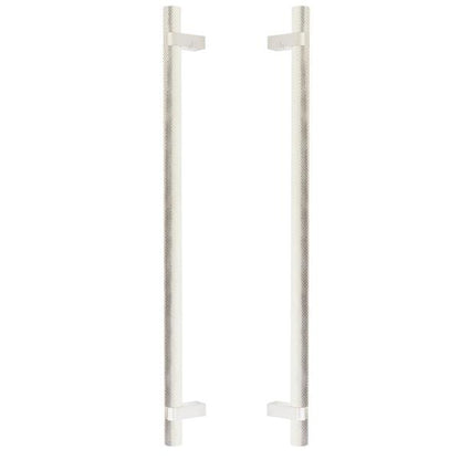 Emtek - Back to Back, Select Bar Appliance Pull 18 Inch C-C, Rectangular Bar Stem, Knurled Bar