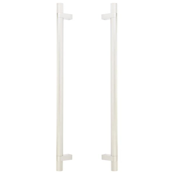 Emtek - Glass Shower Door Back to Back, Select Bar Appliance Pull 18 Inch C-C, Rectangular Bar Stem, Knurled Bar