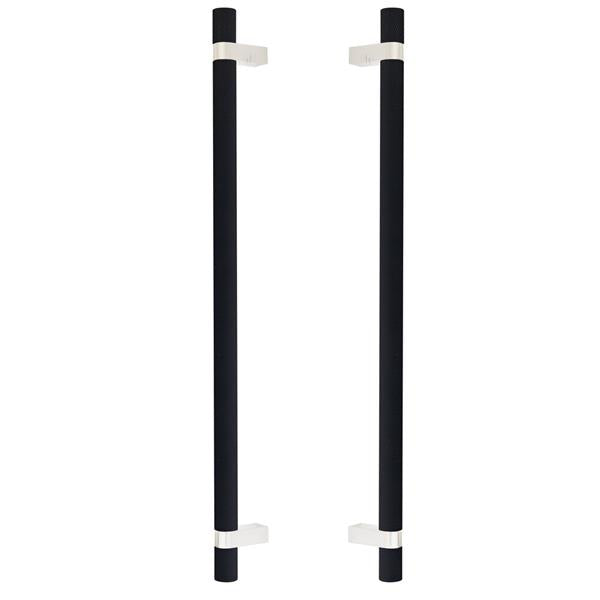 Emtek - Back to Back, Select Bar Appliance Pull 18 Inch C-C, Rectangular Bar Stem, Knurled Bar