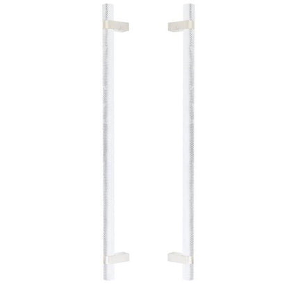 Emtek - Back to Back, Select Bar Appliance Pull 18 Inch C-C, Rectangular Bar Stem, Knurled Bar