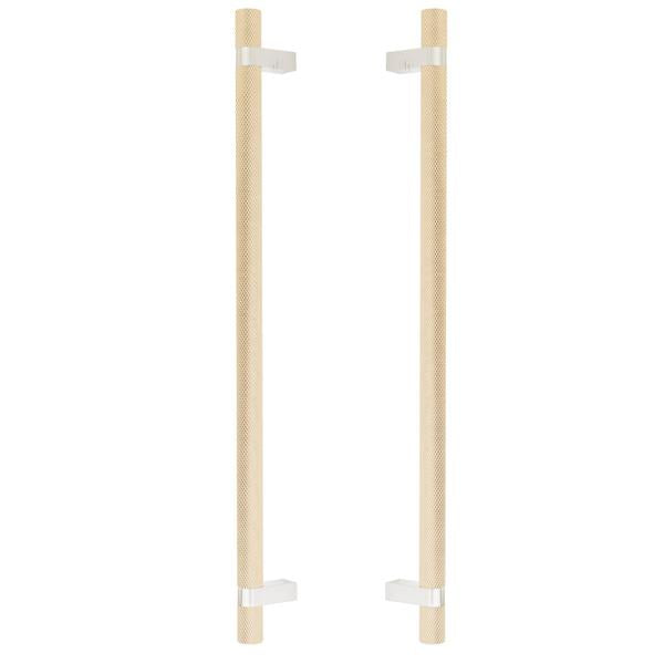 Emtek - Back to Back, Select Bar Appliance Pull 18 Inch C-C, Rectangular Bar Stem, Knurled Bar