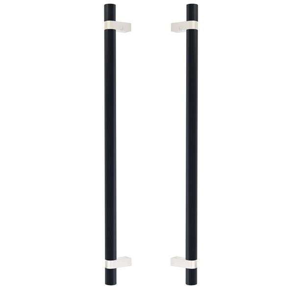 Emtek - Glass Shower Door Back to Back, Select Bar Appliance Pull 18 Inch C-C, Rectangular Bar Stem, Smooth Bar