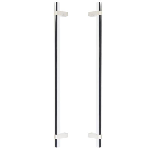 Emtek - Glass Shower Door Back to Back, Select Bar Appliance Pull 18 Inch C-C, Rectangular Bar Stem, Smooth Bar