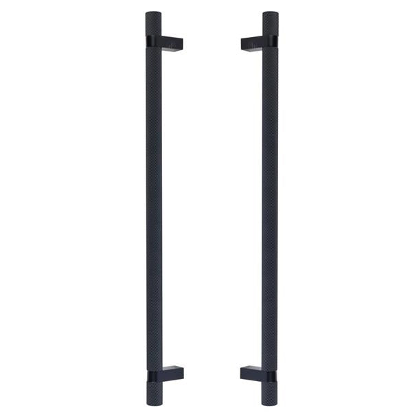 Emtek - Back to Back, Select Bar Appliance Pull 18 Inch C-C, Rectangular Bar Stem, Knurled Bar