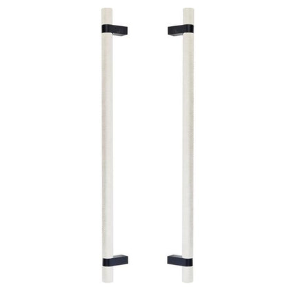 Emtek - Glass Shower Door Back to Back, Select Bar Appliance Pull 18 Inch C-C, Rectangular Bar Stem, Knurled Bar