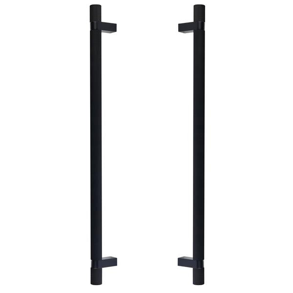 Emtek - Glass Shower Door Back to Back, Select Bar Appliance Pull 18 Inch C-C, Rectangular Bar Stem, Knurled Bar