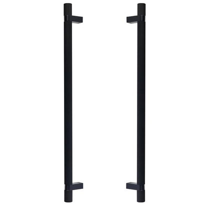 Emtek - Glass Shower Door Back to Back, Select Bar Appliance Pull 18 Inch C-C, Rectangular Bar Stem, Knurled Bar